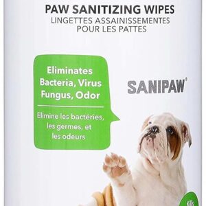 Protex PawZ SaniPaw Odor Eliminating Dog Paw Wipes (60 Wipes) Cleansing Dog Grooming Wipes, Simple & Safe Lickable Ingredients - Paw Cleaner for Dogs, Pet Wipes